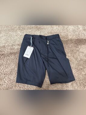 Manuel ritz Blue relaxed washed linen bermuda shorts
